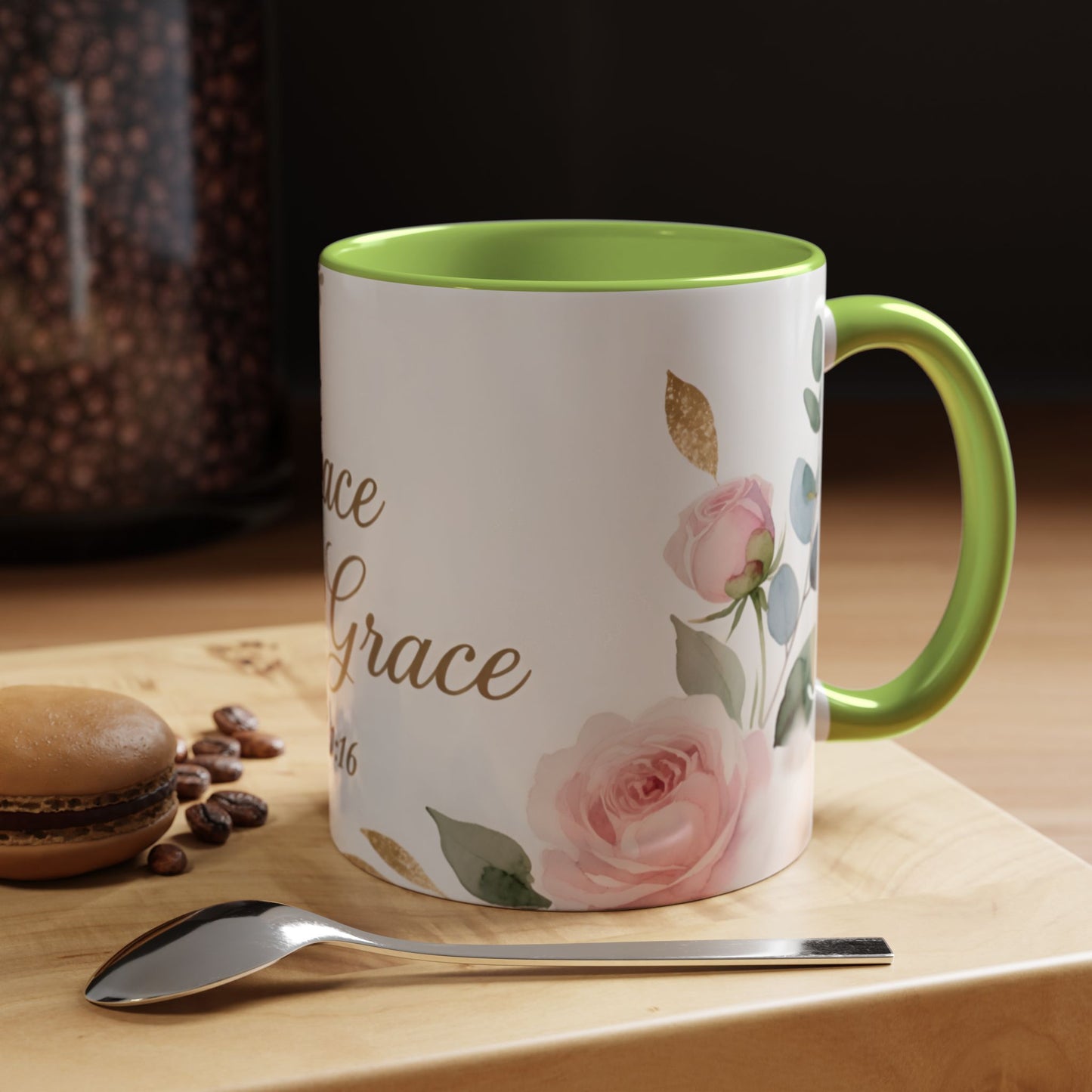 Grace Upon Grace Coffee Mug — Floral John 1:16 Scripture Accent Mug