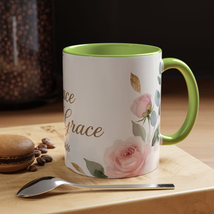 Grace Upon Grace Coffee Mug — Floral John 1:16 Scripture Accent Mug