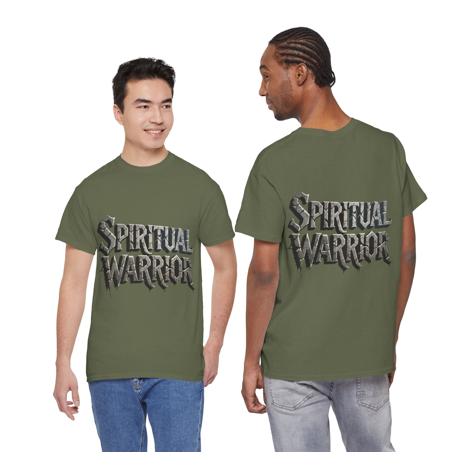 Spiritual Warrior T-Shirt — Gothic Lettering Faith & Strength Tee