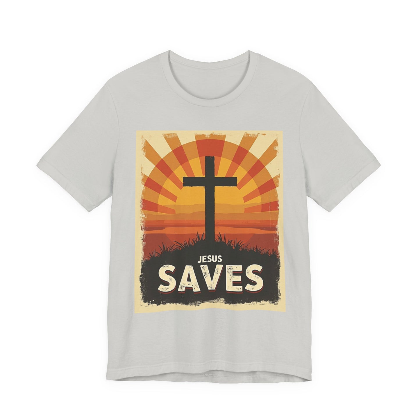 Jesus Saves Cross tee | Christian faith shirt, sunrise graphic | Perfect Gift for Mom and Dad | Friends and Family Shirt