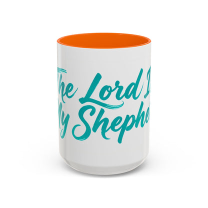 Scripture Accent Coffee Mug — Teal Hand-Lettered Encouragement (11/15 oz)