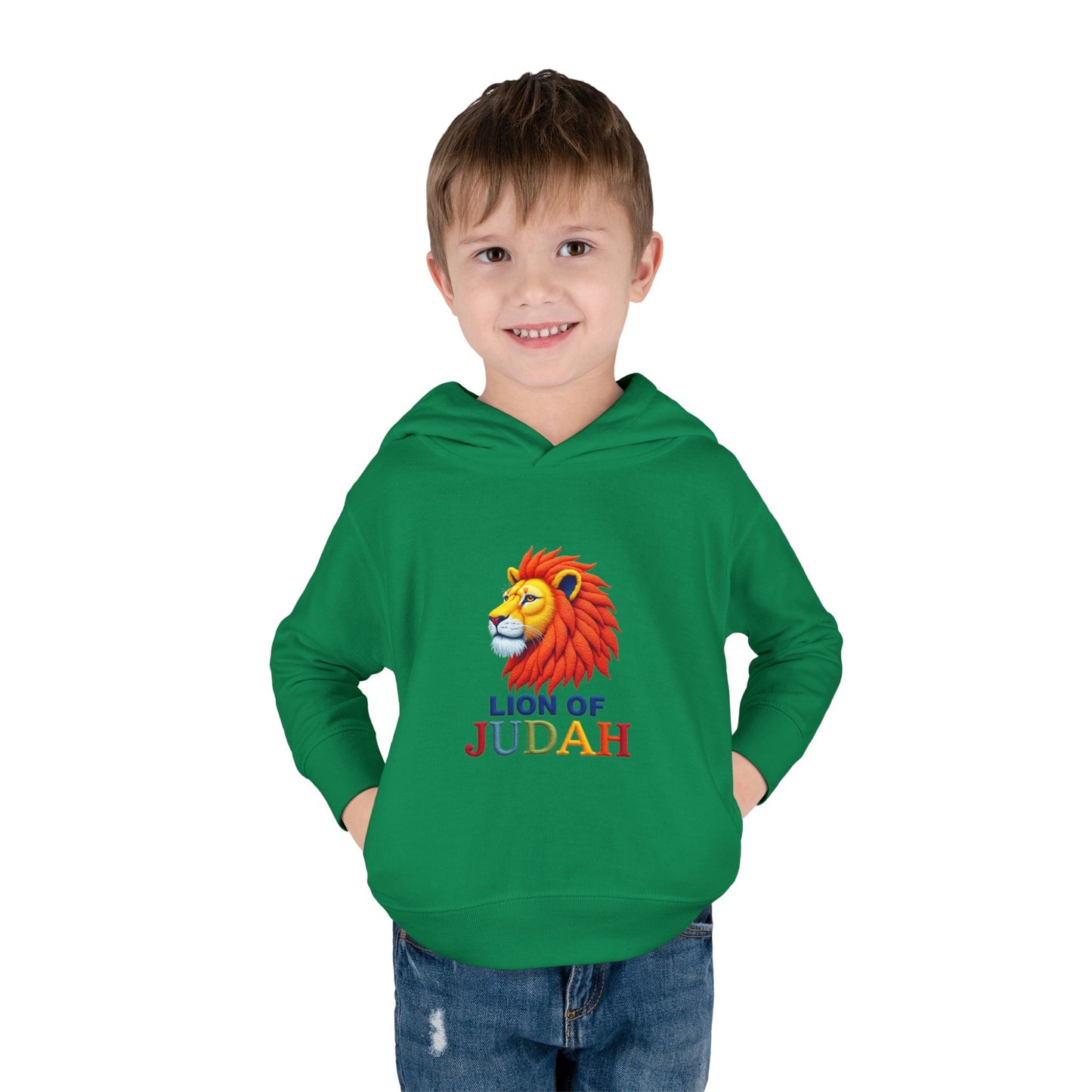 Lion of Judah Toddler Hoodie — Christian Kids Pullover with Colorful Lion Graphic