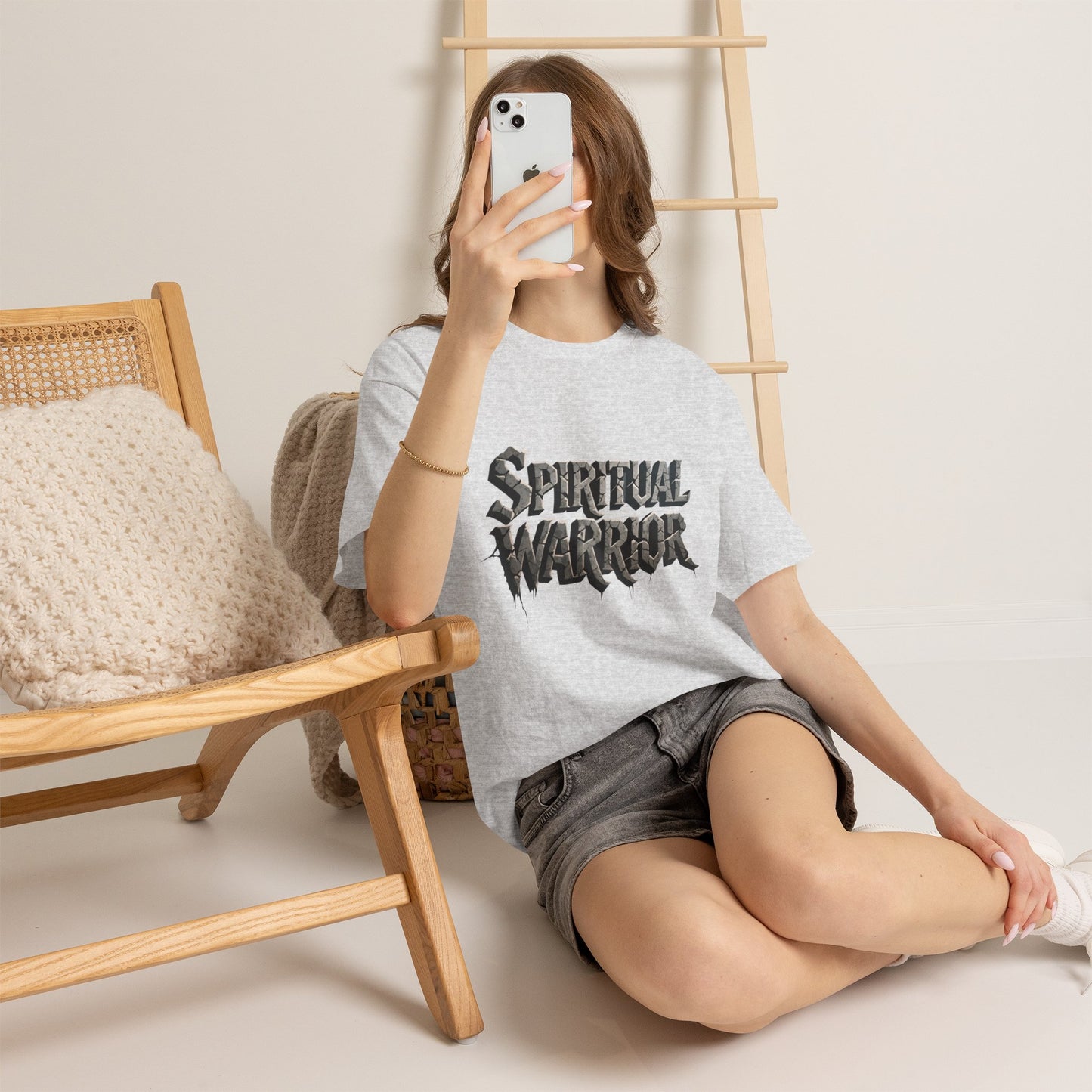 Spiritual Warrior T-Shirt — Gothic Lettering Faith & Strength Tee