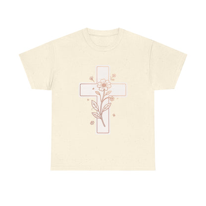 Floral Cross Tee — Delicate Bloom Christian T-Shirt