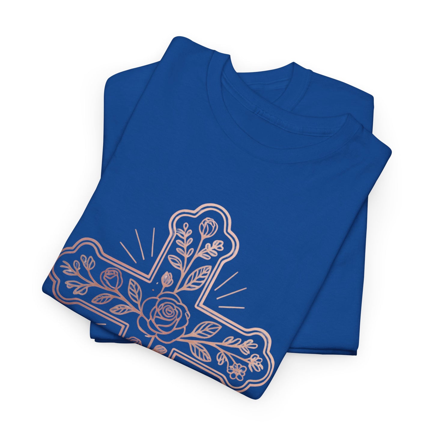 Floral Cross Tee – Delicate Pink Botanical Christian T-Shirt