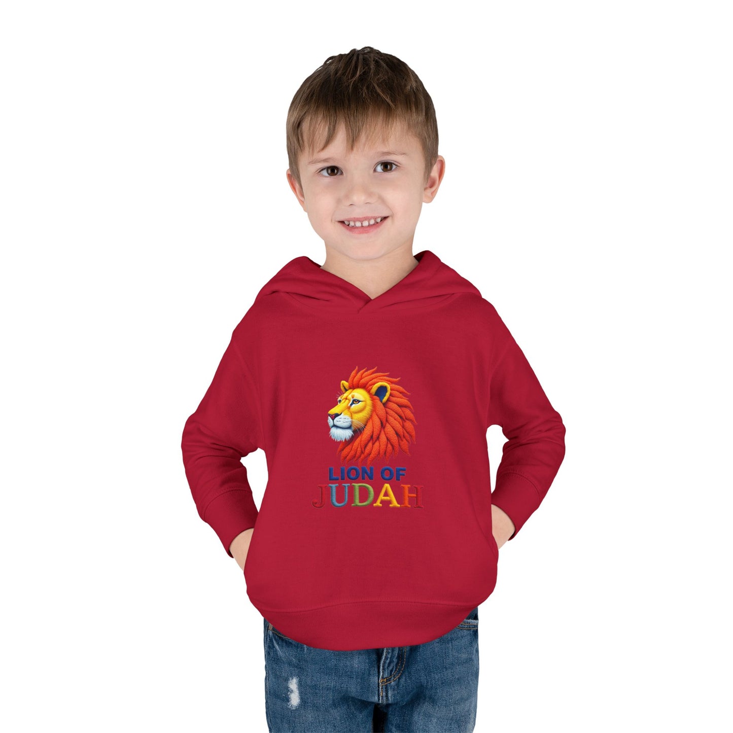 Lion of Judah Toddler Hoodie — Christian Kids Pullover with Colorful Lion Graphic