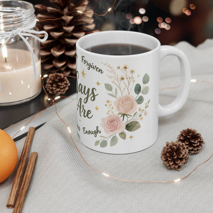 Inspirational Christian Mug - "God Says You Are" Floral Scripture Coffee Mug (Jeremiah 31:3)