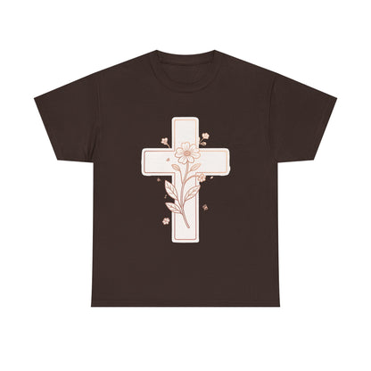 Floral Cross Tee — Delicate Bloom Christian T-Shirt