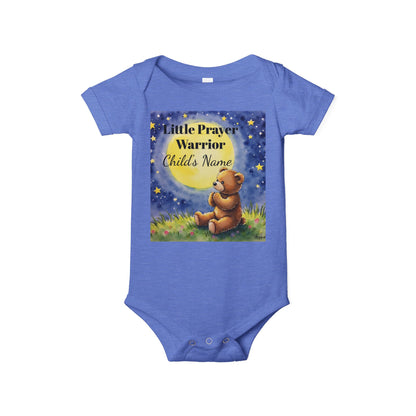 Infant One-Piece — 'Little Prayer Warrior' Bear Baby Bodysuit (Personalize Name)