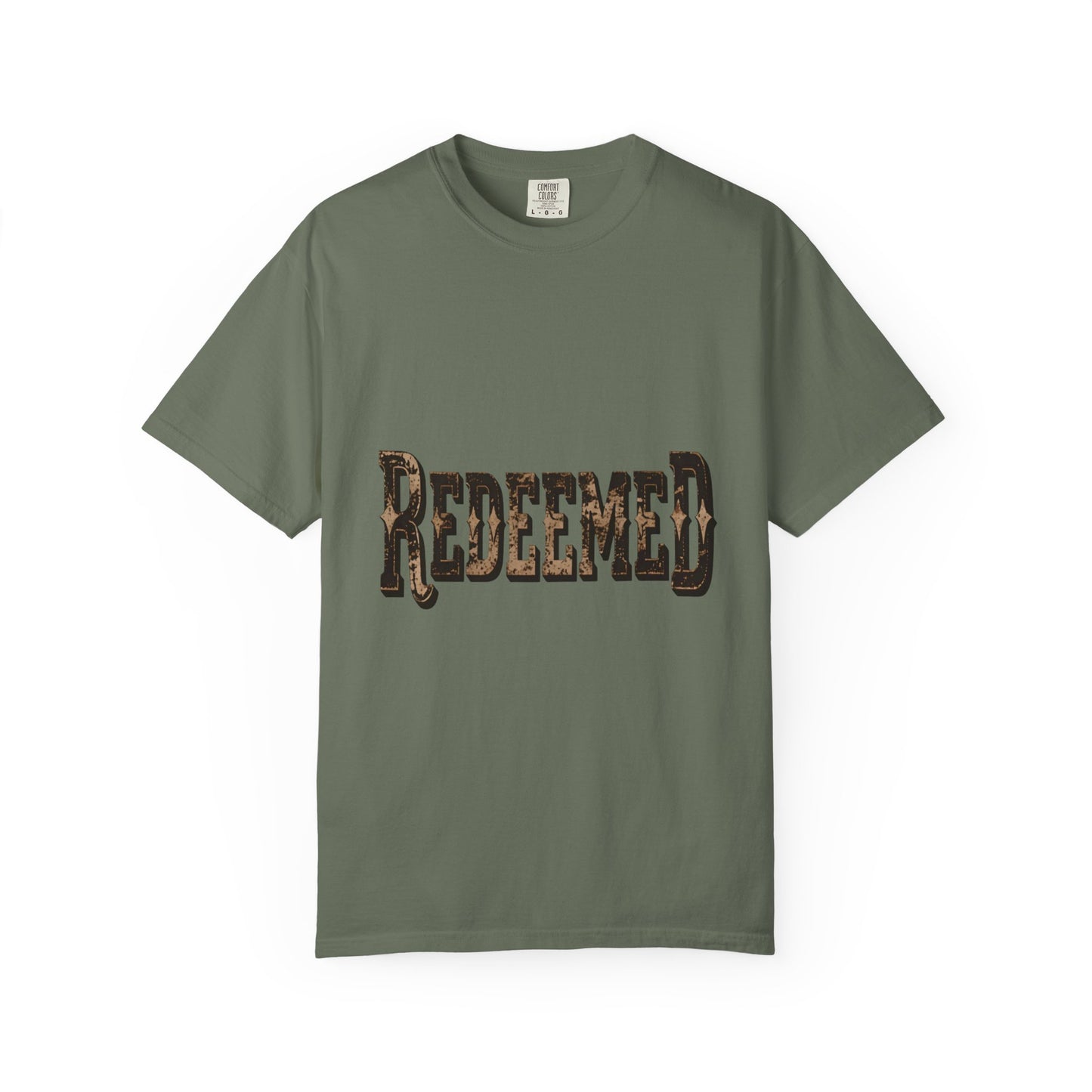 Garment-Dyed Statement Tee — Bold Single-Word Typographic Front