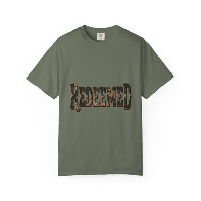Garment-Dyed Statement Tee — Bold Single-Word Typographic Front