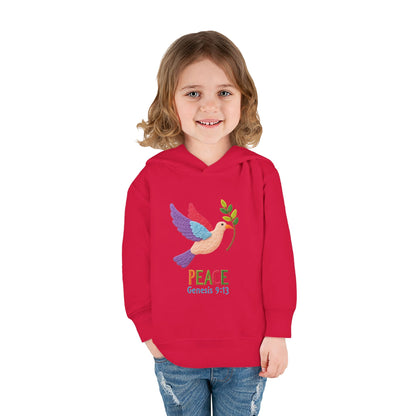 Toddler Hoodie — Colorful Peace Dove with Olive Branch & “PEACE Genesis 9:13”