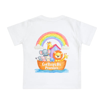 Baby T-Shirt — "God Keeps His Promises" Noah's Ark Rainbow Design