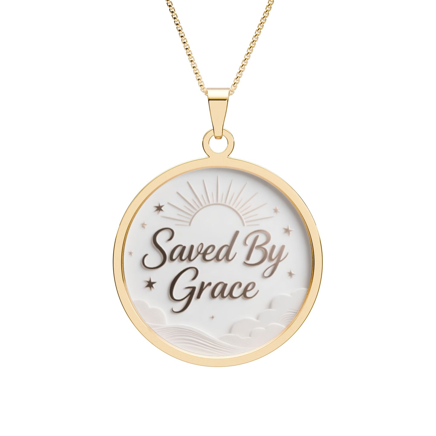 Saved By Grace Round Photo Pendant | Religious Keepsake Necklace