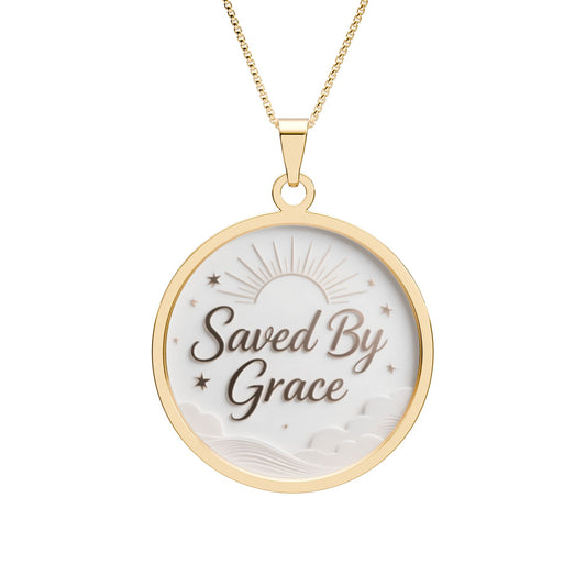 Saved By Grace Round Photo Pendant 
