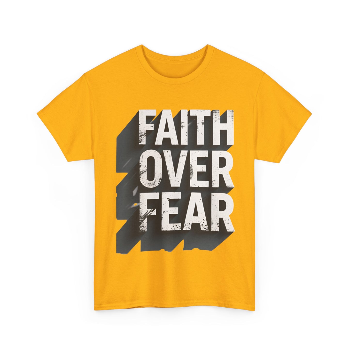 Faith Over Fear Cotton Tee — Distressed Inspirational Graphic
