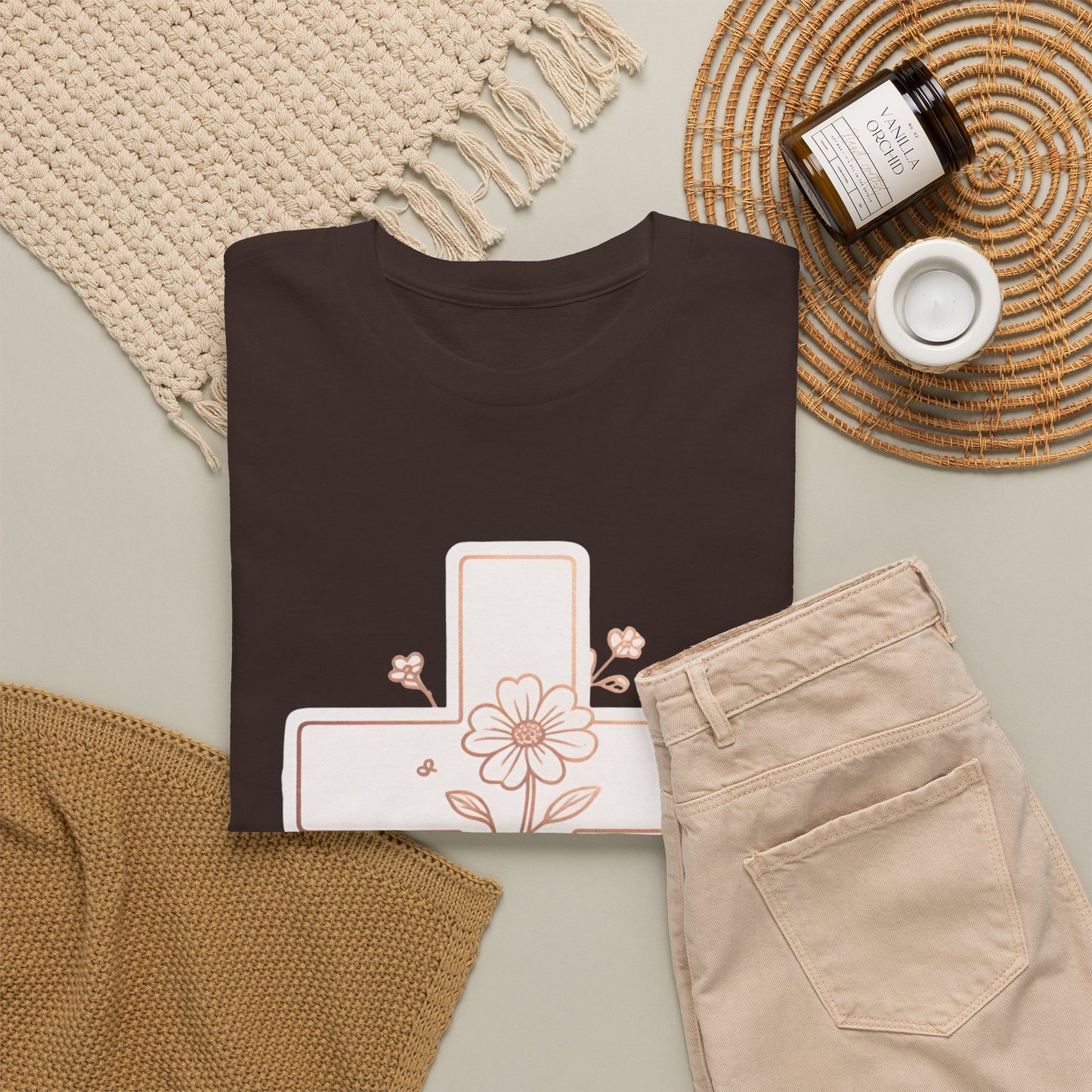 Floral Cross Tee — Delicate Bloom Christian T-Shirt