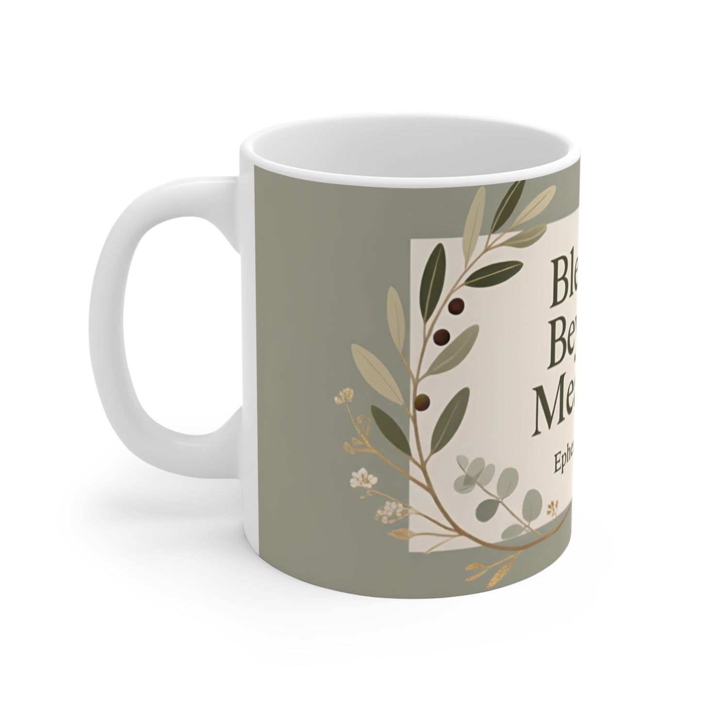 Blessed Beyond Measure 11oz Ceramic Mug — Ephesians 3:20 Floral Faith Gift
