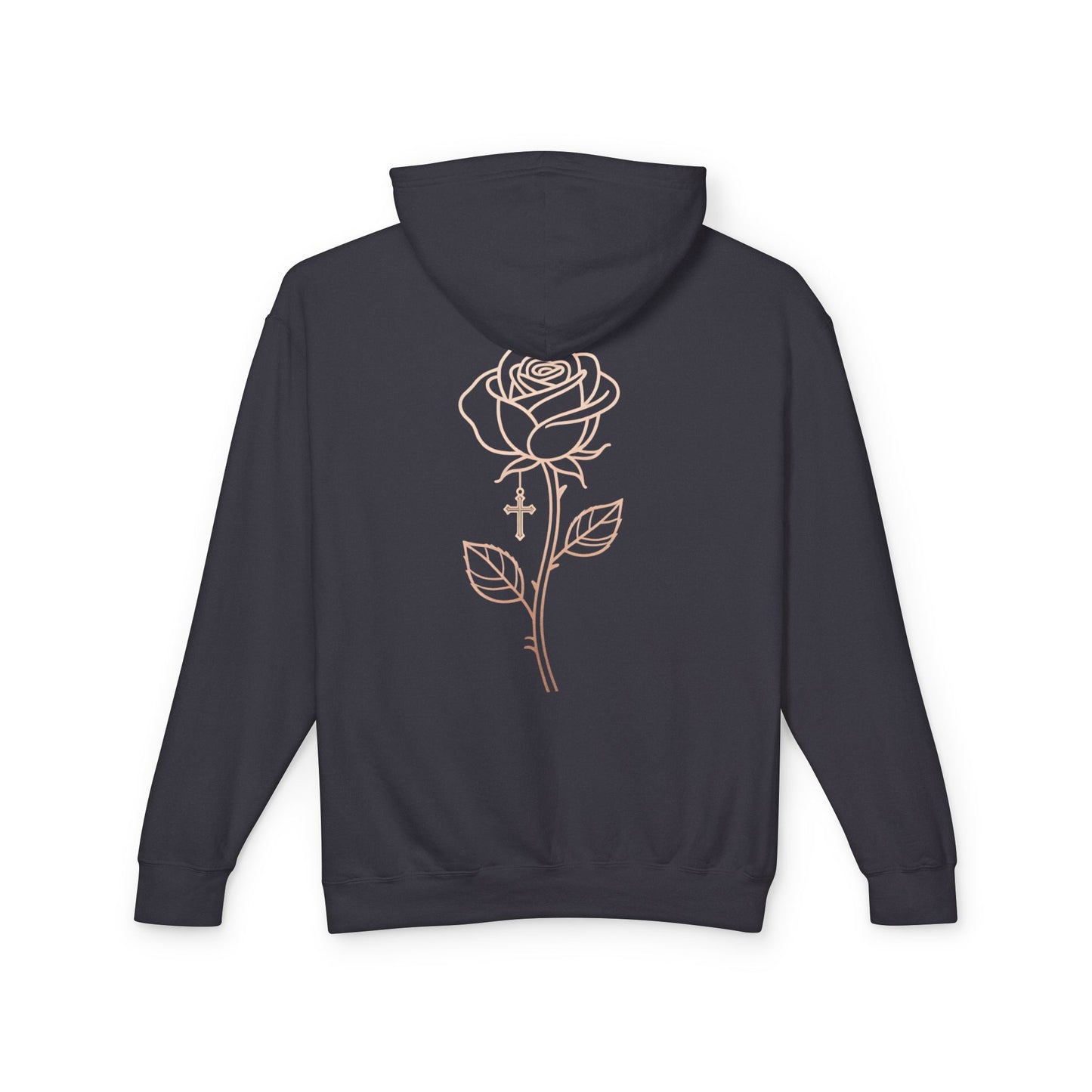 Lightweight Rose Line Hoodie — Subtle Single-Line Floral Design