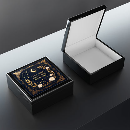 Keepsake Jewelry Box – 'I Have Called You By Name; You Are Mine' Gold Floral Moon Design