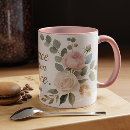 Grace Upon Grace Floral Coffee Mug — John 1:16 Scripture Accent Mug