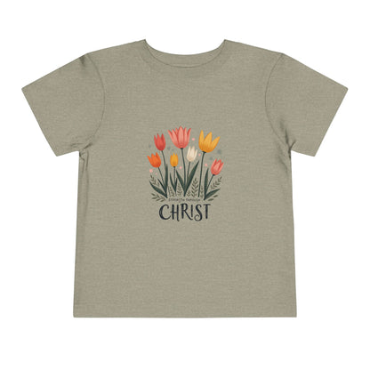 Cute Tulip Floral Christ Tee for Toddlers | Daily Faith Inspiration | Ideal Gift for Kids