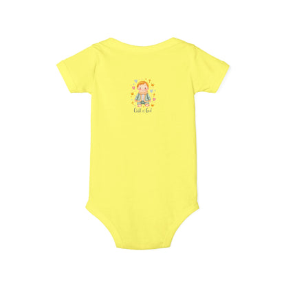 Infant One-Piece Bodysuit — Cute Little Girl Illustration "Hello World" Baby Bodysuit