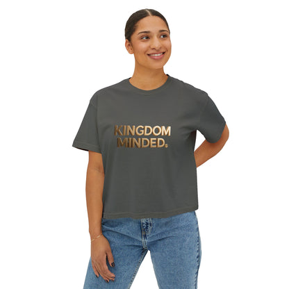 Kingdom Minded Boxy Tee — Women's Faith-Inspired Cropped T-Shirt