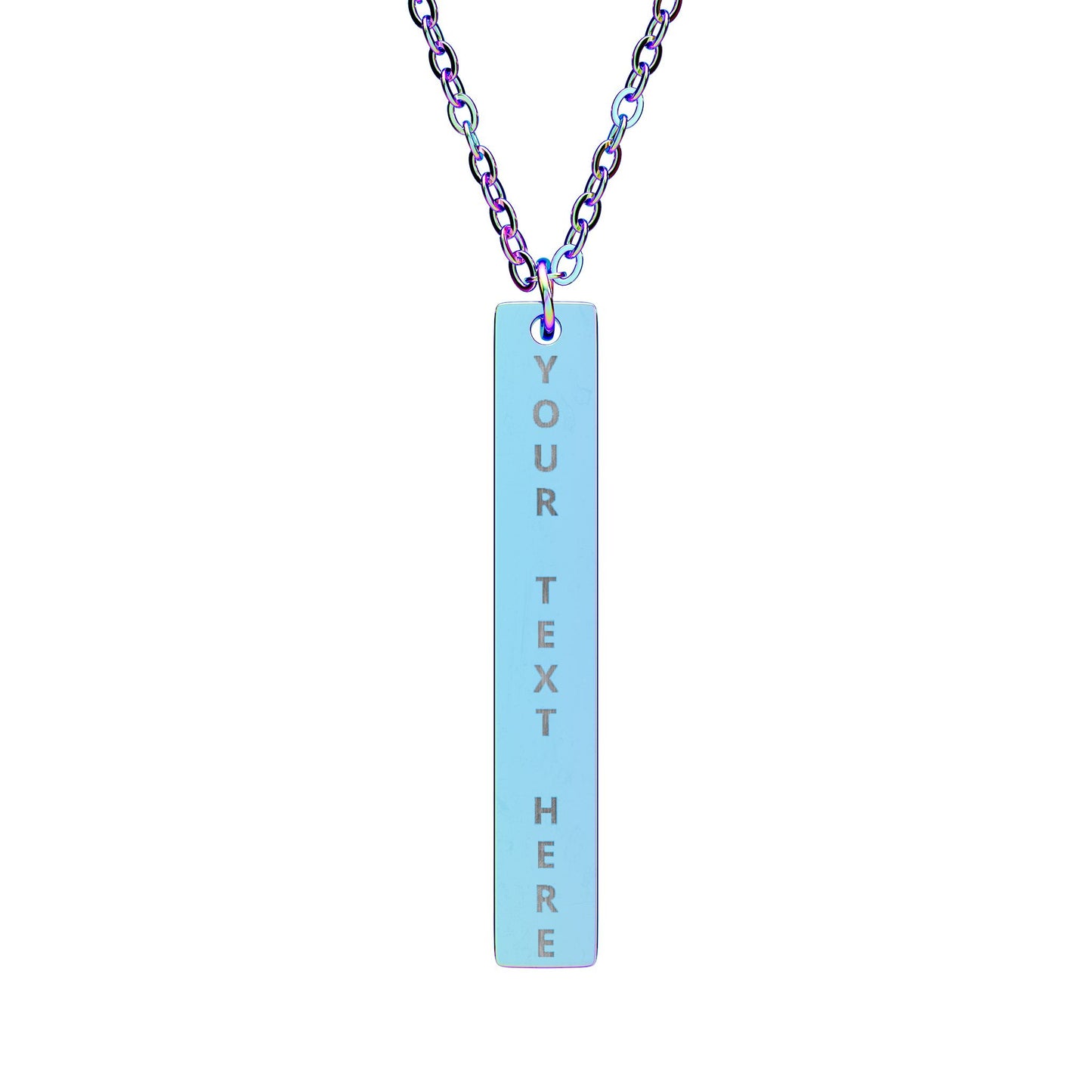 Personalized Vertical Bar Necklace — Engraved Name or Message Pendant
