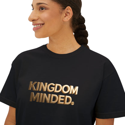 Kingdom Minded Boxy Tee — Women's Faith-Inspired Cropped T-Shirt