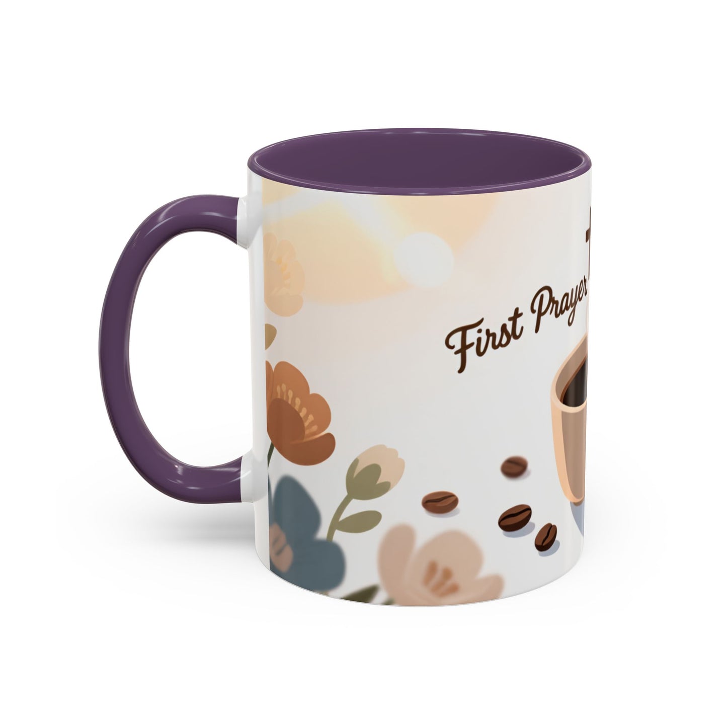 Prayer Then Coffee Mug — Christian Scripture Coffee Cup (1 Thessalonians 5:17) (Multi Color )