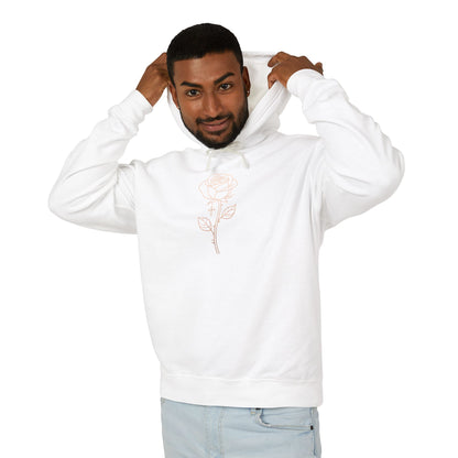 Lightweight Rose Line Hoodie — Subtle Single-Line Floral Design