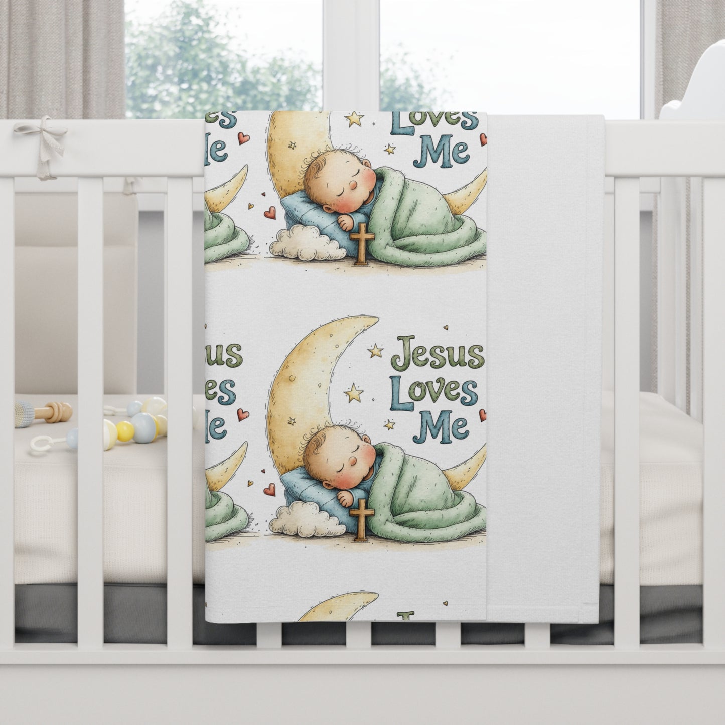 Jesus Loves Me Baby Blanket – Soft Fleece Religious Infant Throw