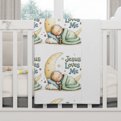 Jesus Loves Me Baby Blanket – Soft Fleece Religious Infant Throw