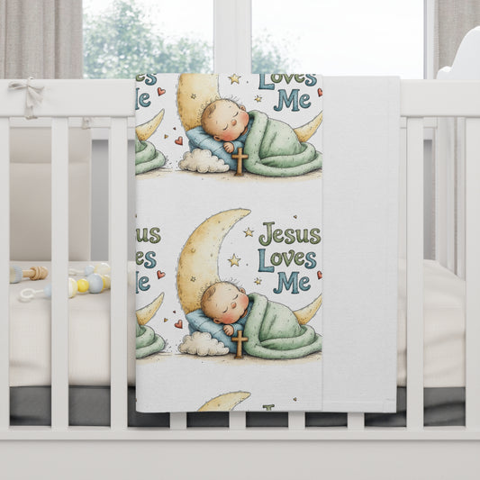 Jesus Loves Me Baby Blanket – Soft Fleece Religious Infant Throw