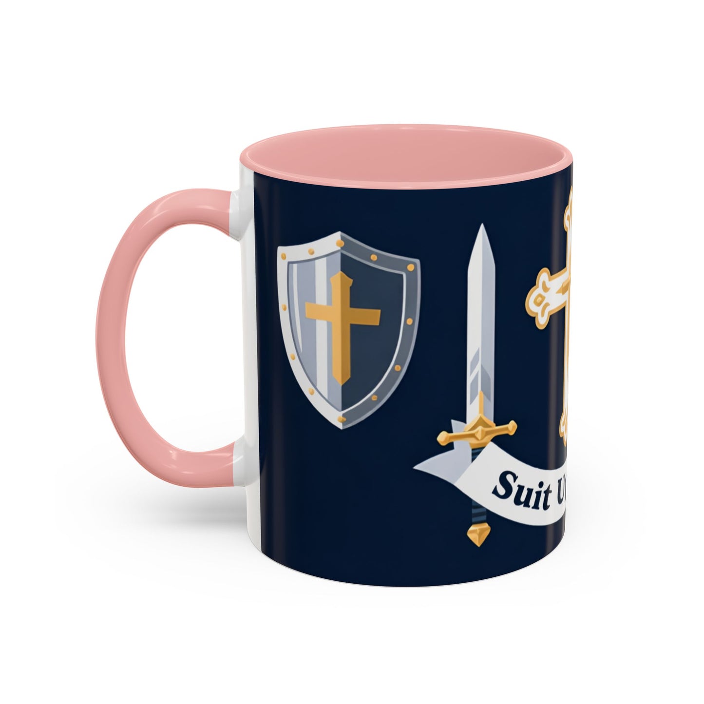 Christian Knight Coffee Mug — “Suit Up Daily” Accent Ceramic Mug