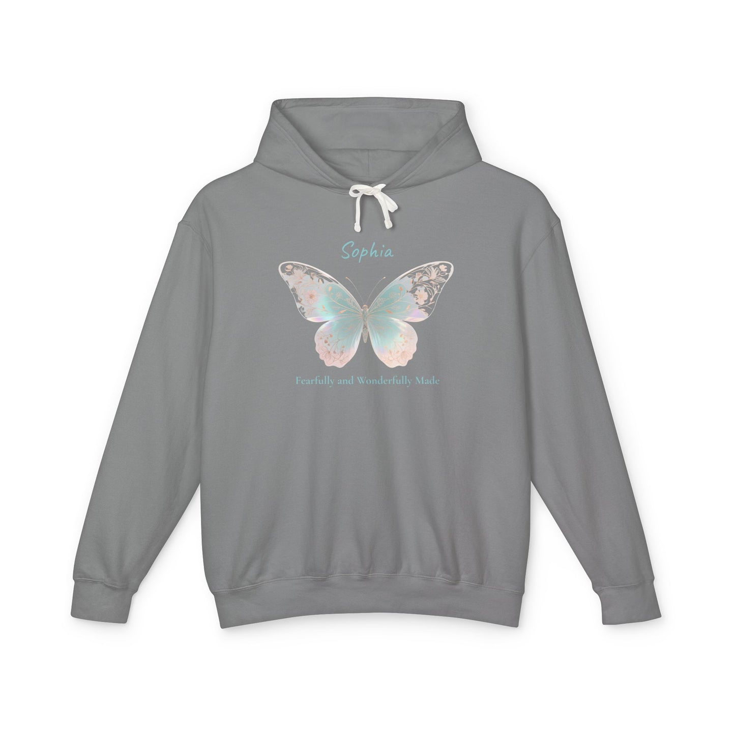 Butterfly Personalized Hoodie — Pastel Floral Butterfly Lightweight Hoodie