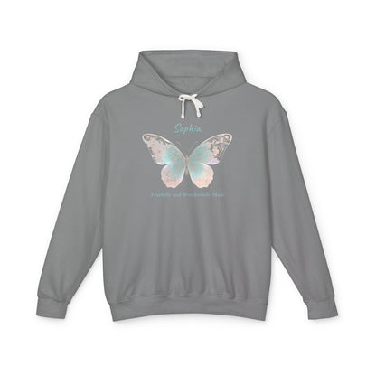 Butterfly Personalized Hoodie — Pastel Floral Butterfly Lightweight Hoodie