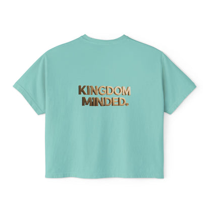 Kingdom Minded Boxy Tee — Women's Faith-Inspired Cropped T-Shirt