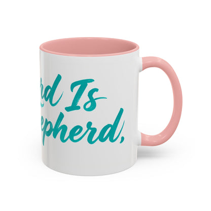 Scripture Accent Coffee Mug — Teal Hand-Lettered Encouragement (11/15 oz)