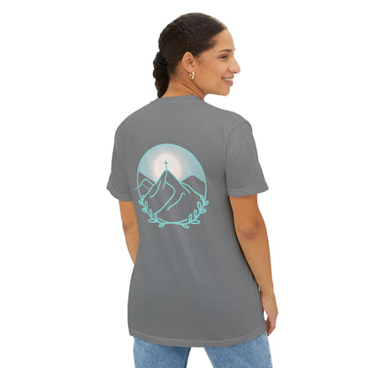 Pocket T-Shirt — Mountain Cross Back Graphic