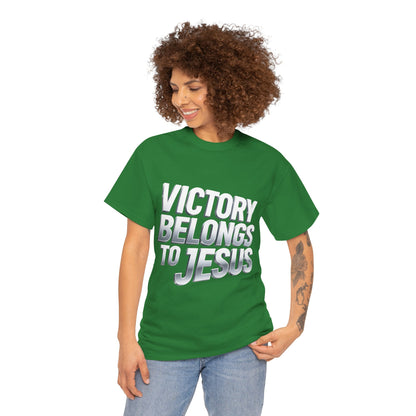 Victory Belongs to Jesus T-Shirt — Heavyweight Christian Faith Tee