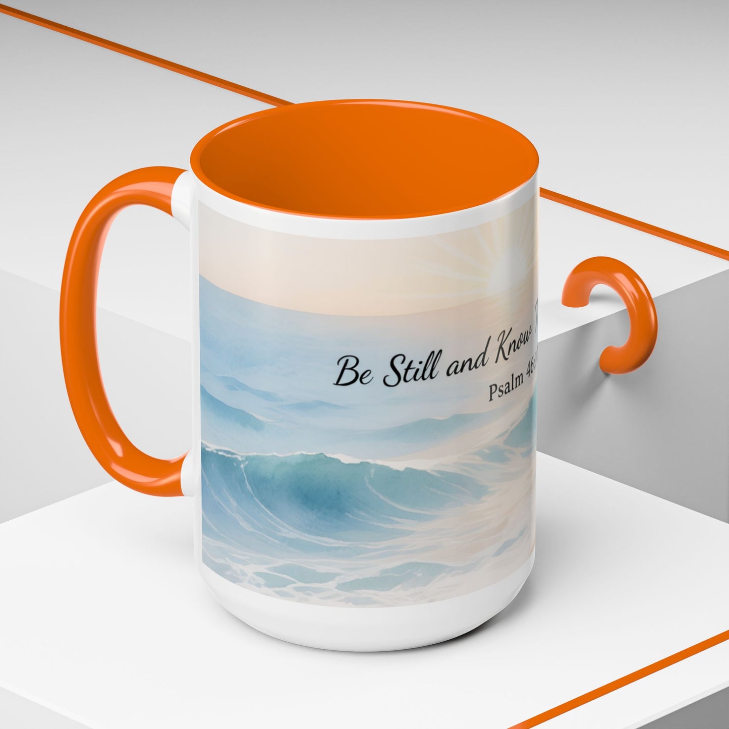 Psalm 46:10 Ocean Coffee Mug – "Be Still and Know That I Am God" Inspirational Ceramic
