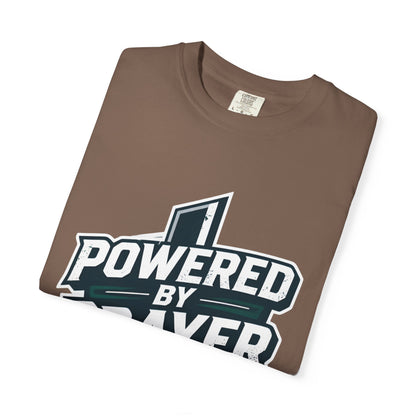 Powered by Prayer T‑Shirt — Faith Graphic Tee with Cross