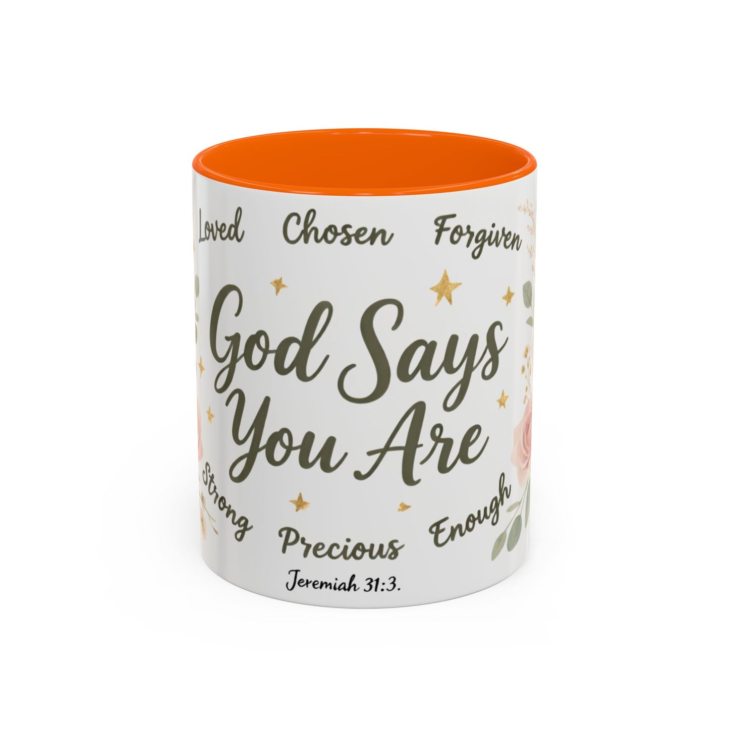 Christian Coffee Mug - "God Says You Are" Floral Inspirational Mug (11/15oz)