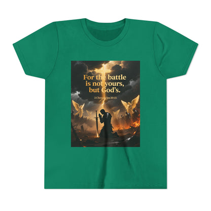 For the battle is not yours, but God's youth tee | Christian hands design | Meaningful Gift for Kids