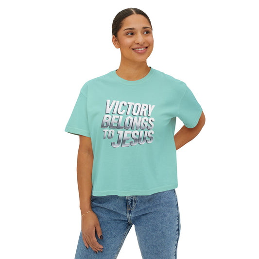 Victory Belongs to Jesus Boxy Tee — Christian Faith Graphic Tee
