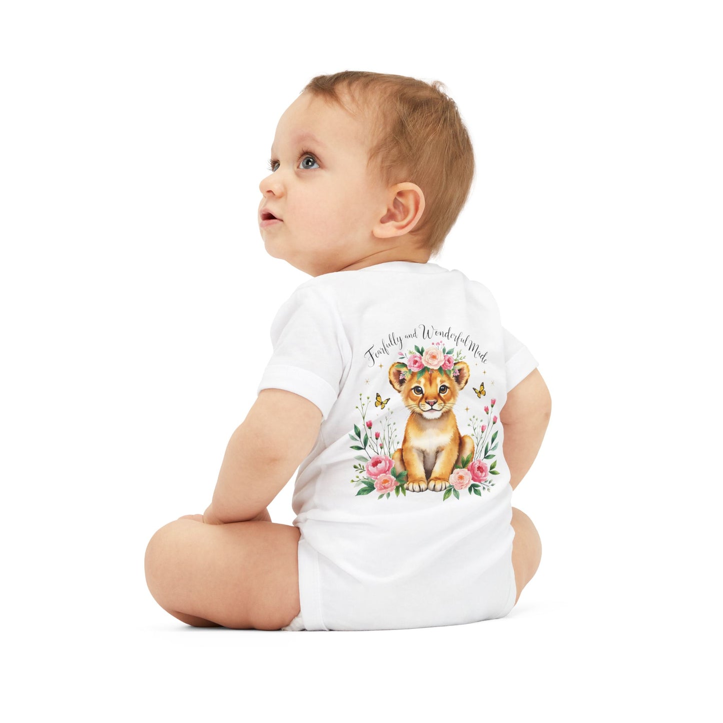 Baby Onesie - Floral Lion Cub "Wild and Wonderful" Personalized Infant Bodysuit
