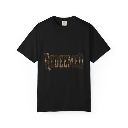 Garment-Dyed Statement Tee — Bold Single-Word Typographic Front