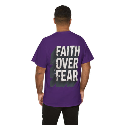 Faith Over Fear Cotton Tee — Distressed Inspirational Graphic